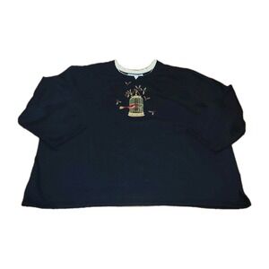 Liz & Me Holiday-Christmas Embroidered Sweatshirt 4XL Black Ugly Sweater